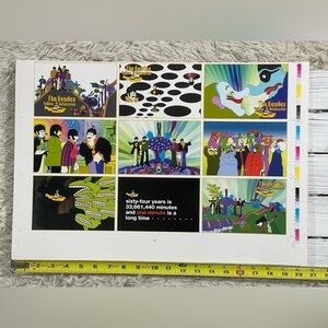 Vintage‎ The Beatles Yellow Submarine Cartoon Uncut Sheet Postcards 2001 Rare